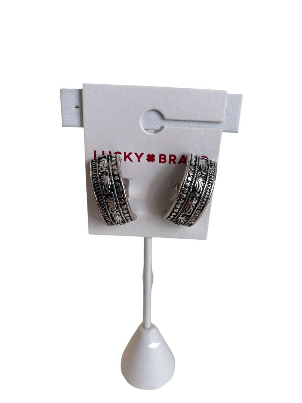 Lucky Brand Silver Toned Half Hoop Clip-On Earrings